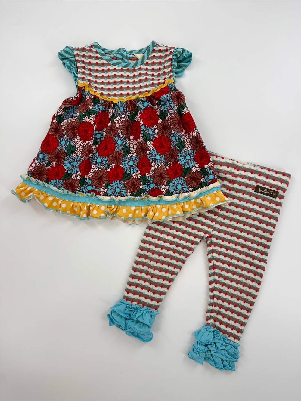 Matilda Jane Bright Floral Ruffle Set Size 12-18 Months
